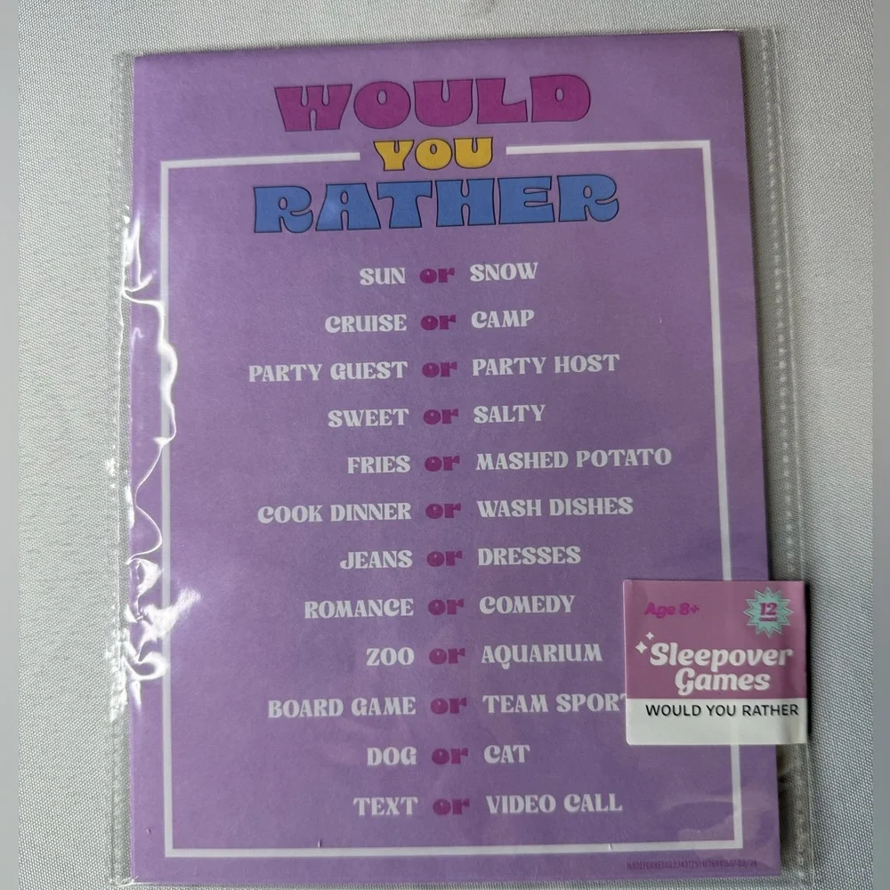 Slumber Party Kit- Banner, Games & More! Perfect For Fun Night! 7 Piece Set!NIP